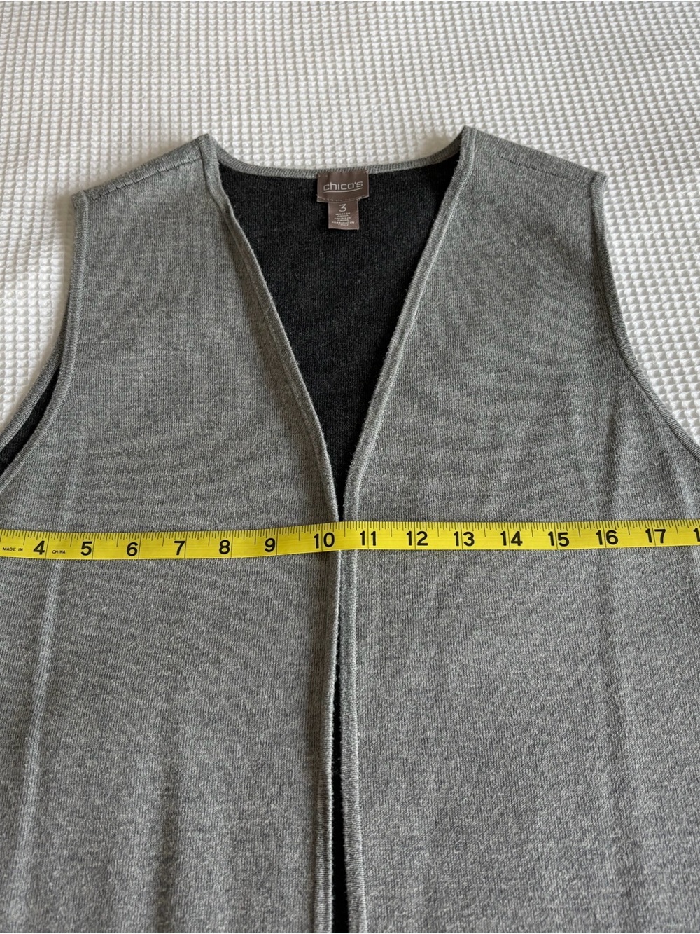 Chico's Heather Gray Open-Front Knit Vest